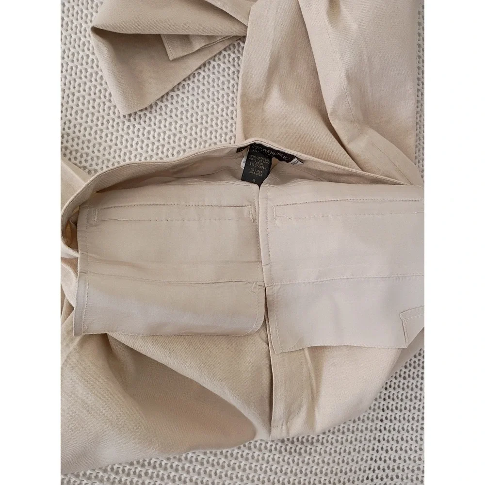 Banana Republic Harrison Linen Blend Wide Leg‎ Pants Beige 6 W28x33 NWOT $150